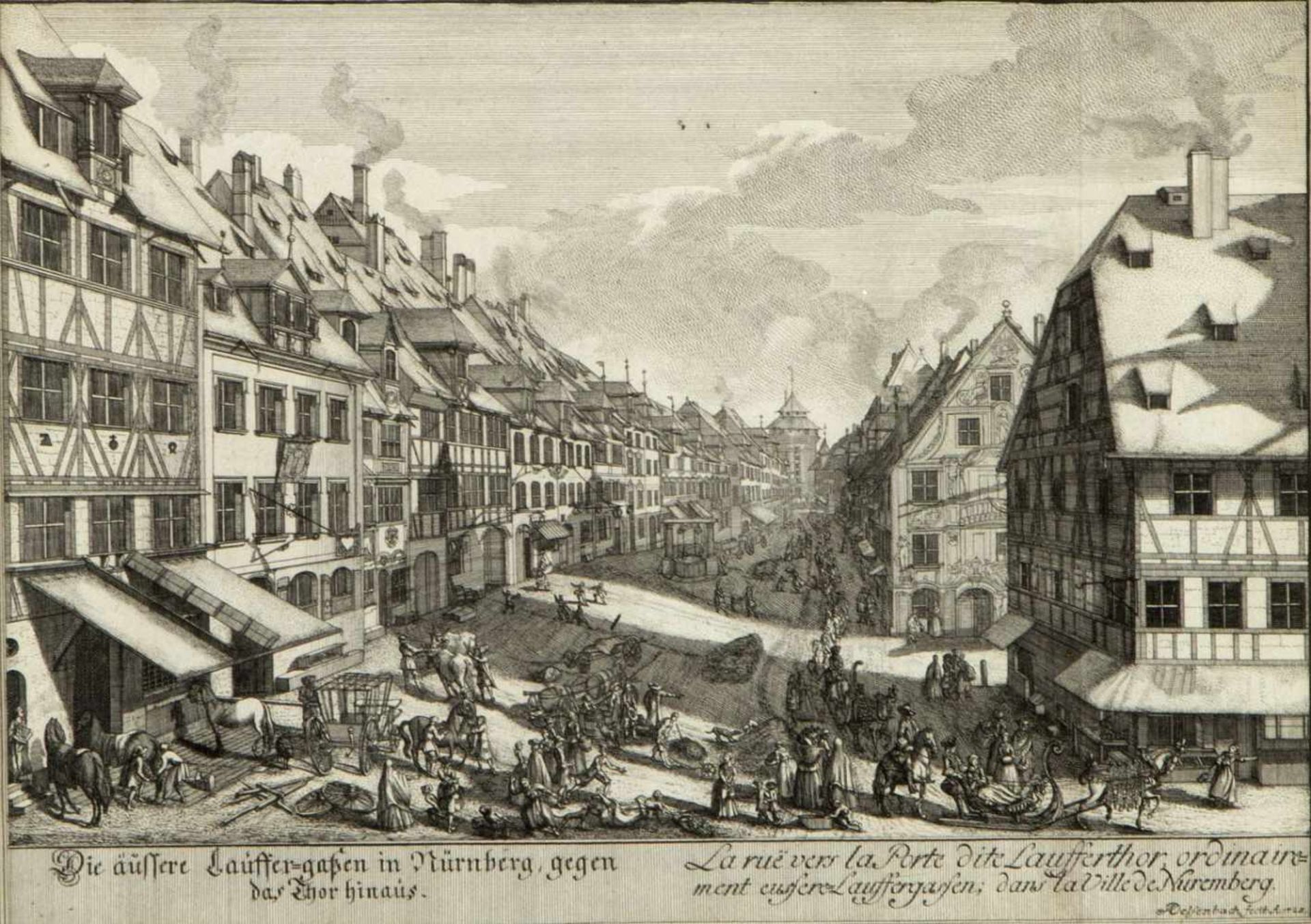 Delsenbach. Hogenberg u.a.Ansichten von Nürnberg, Dresden, Frankfurt u.a. 6 Radierungen. Bis 16 x - Bild 6 aus 7