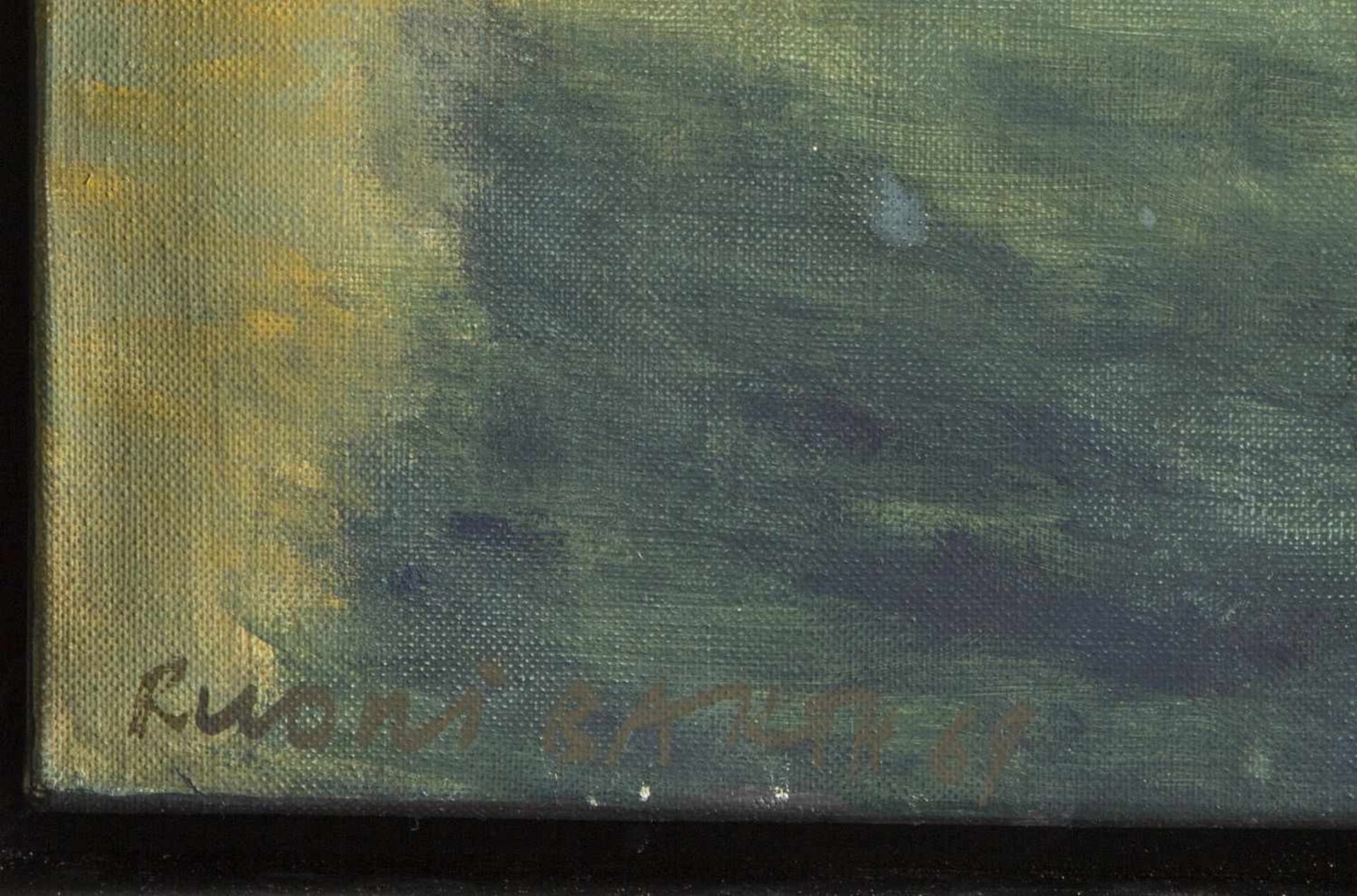 Barth, RuoniLandschaft mit einem Weiler. Öl/Lwd. Sign. und dat. (19)69. 70 x 100,5 cm. - Bild 2 aus 3