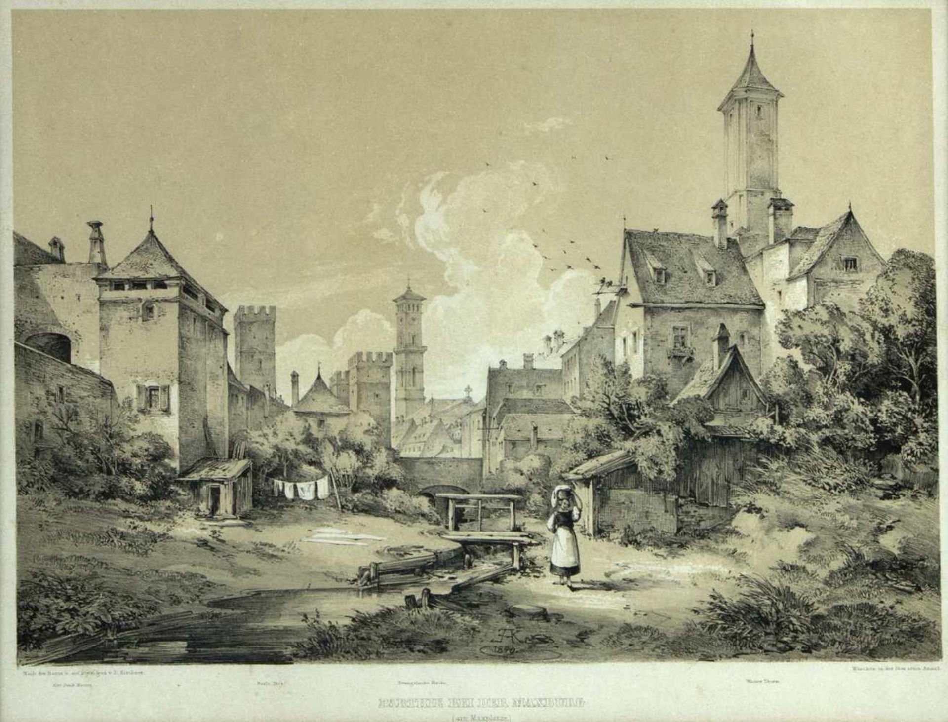 Benoist. KirchnerOdeonsplatz. Partie bei der Maxburg. 2 Lithographien. Bis 29 x 39,5 cm.- - -27.00 % - Bild 4 aus 5