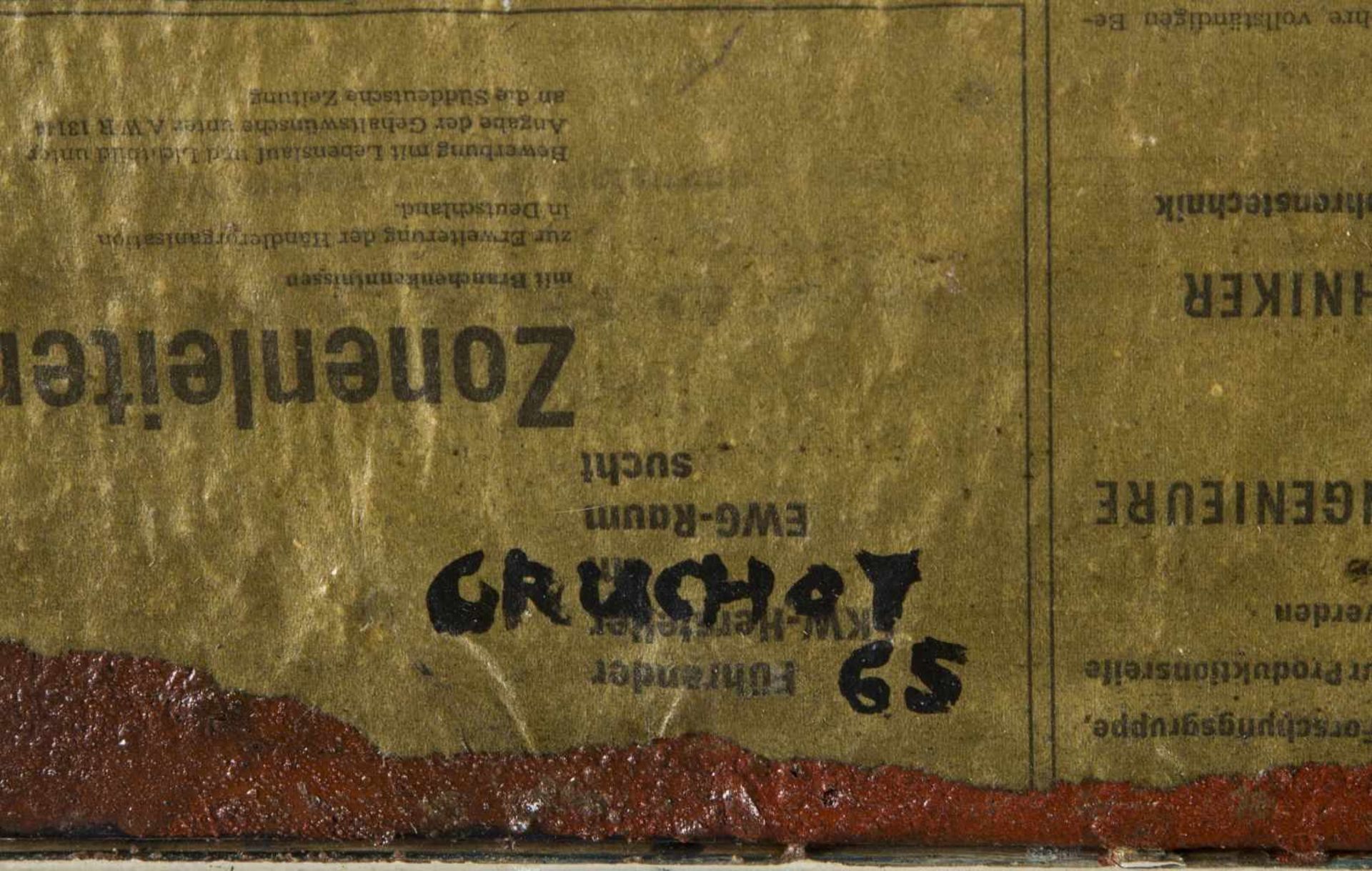 Gruchot, Heinz. 1918 Breslau - München 1994Abstrakte Komposition. Mischtechn./Lwd. 110 x 80 cm. - Bild 2 aus 3