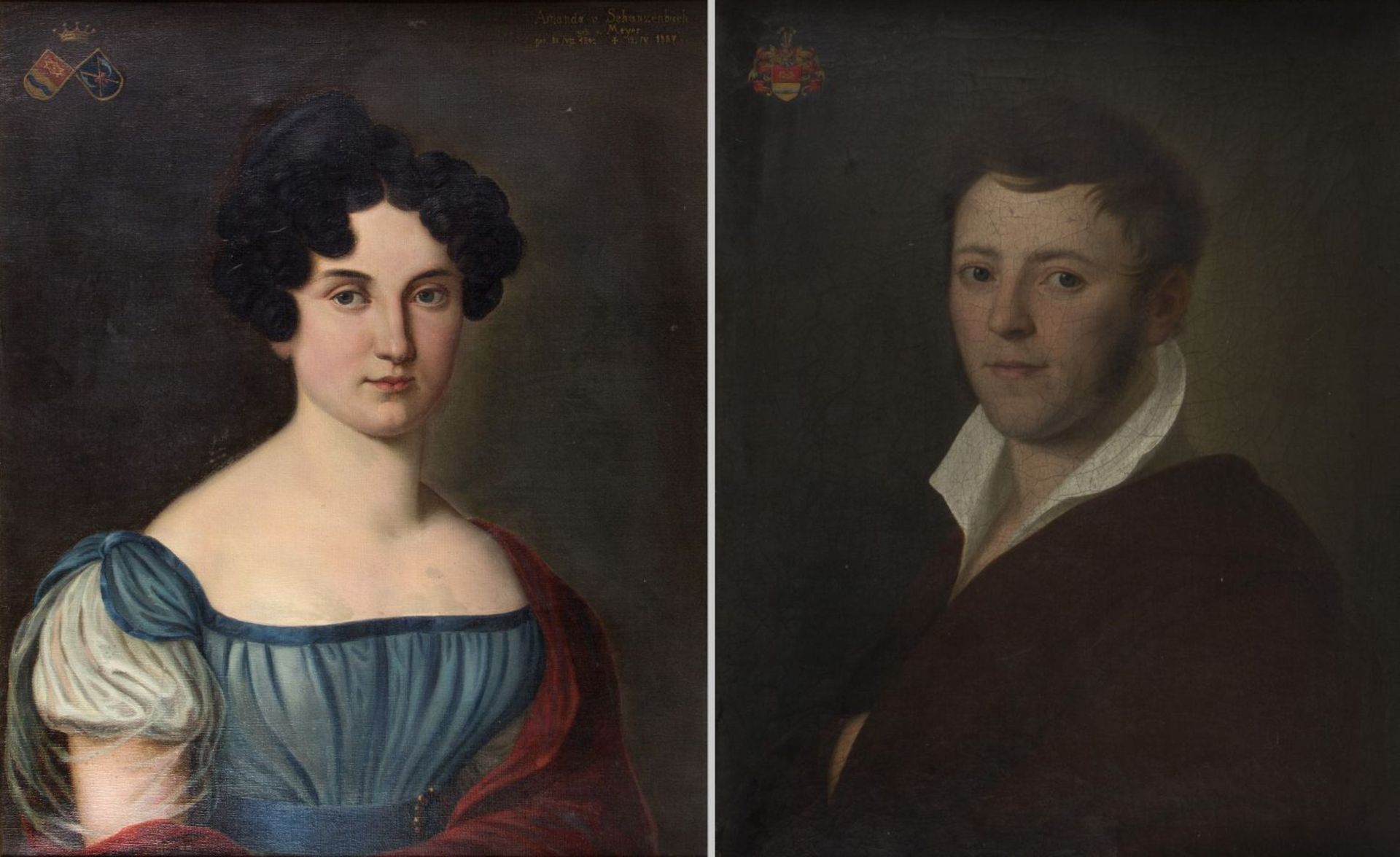 Deutsch, 19. und 20. Jh.Portraits der Amanda von Schanzenbach und des Georg Ritter von Schanzenbach.
