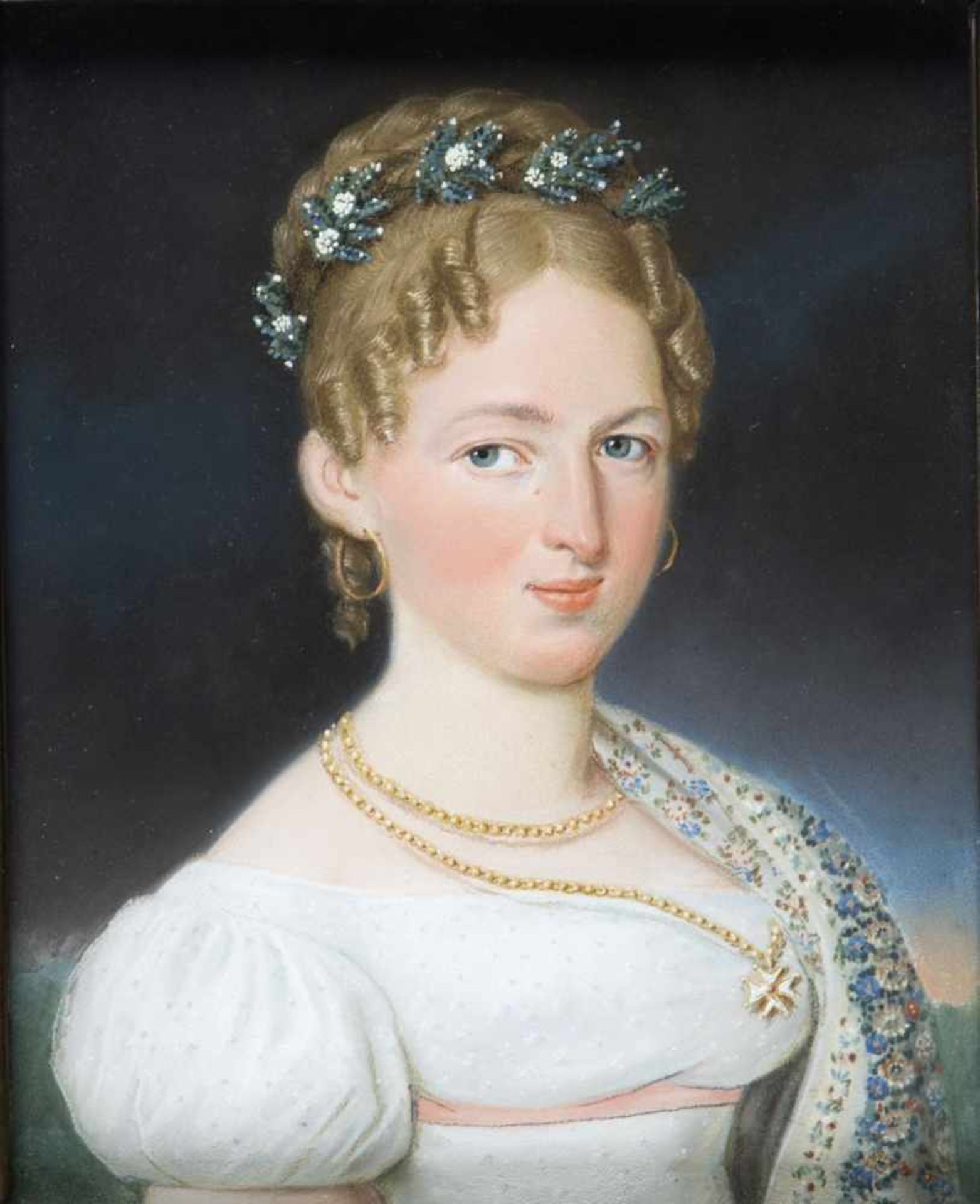 Menna, Matthäus Joseph. 1767 - 1837Damen- und Herrenportrait. 2 Pastelle. 27 x 22 cm.- - -27.00 % - Image 2 of 5