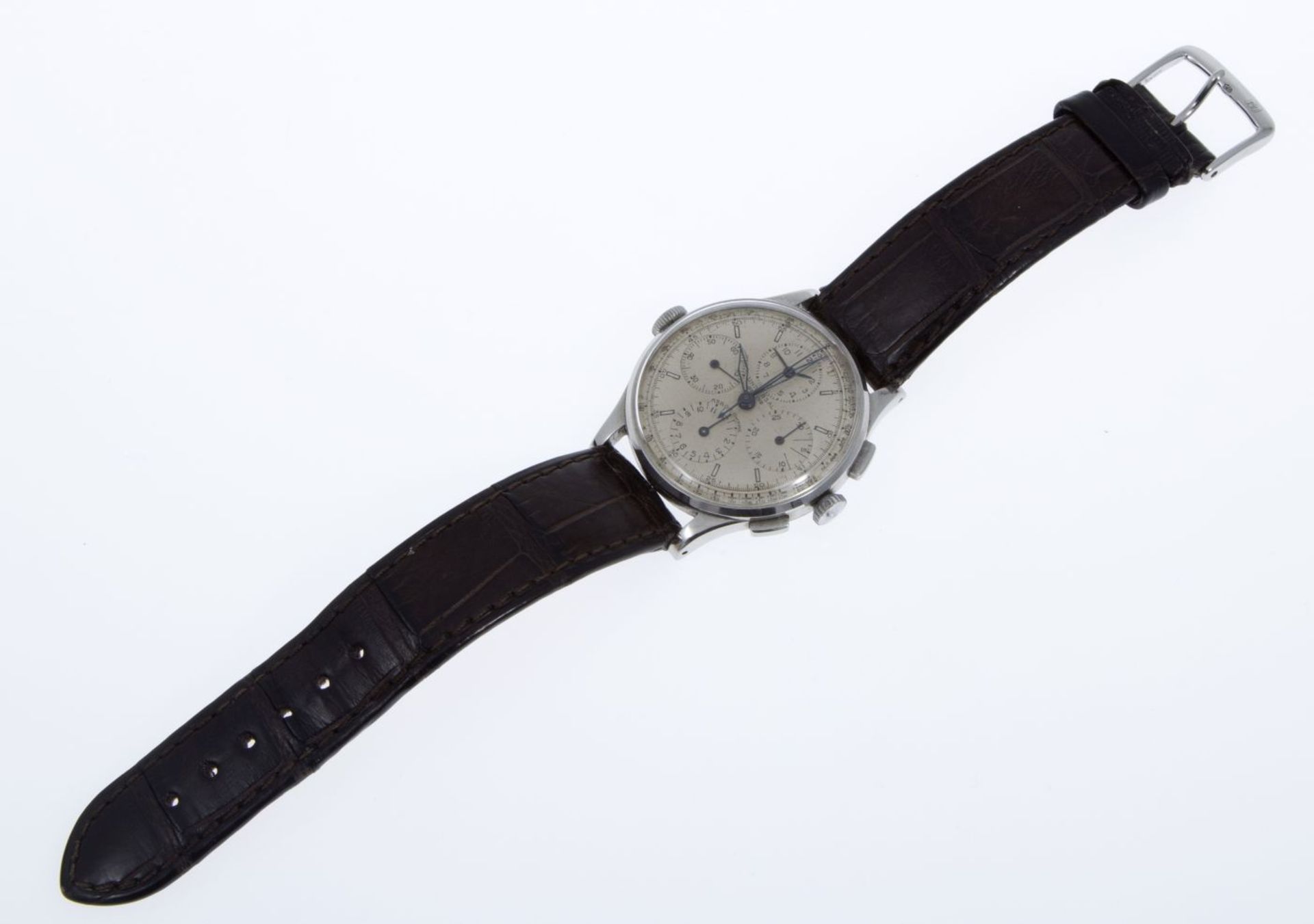 Universal Genève-Armbanduhr "Aero Compax" mit ChronographGehäuse aus Stahl. Versilbertes Zifferblatt - Bild 3 aus 3