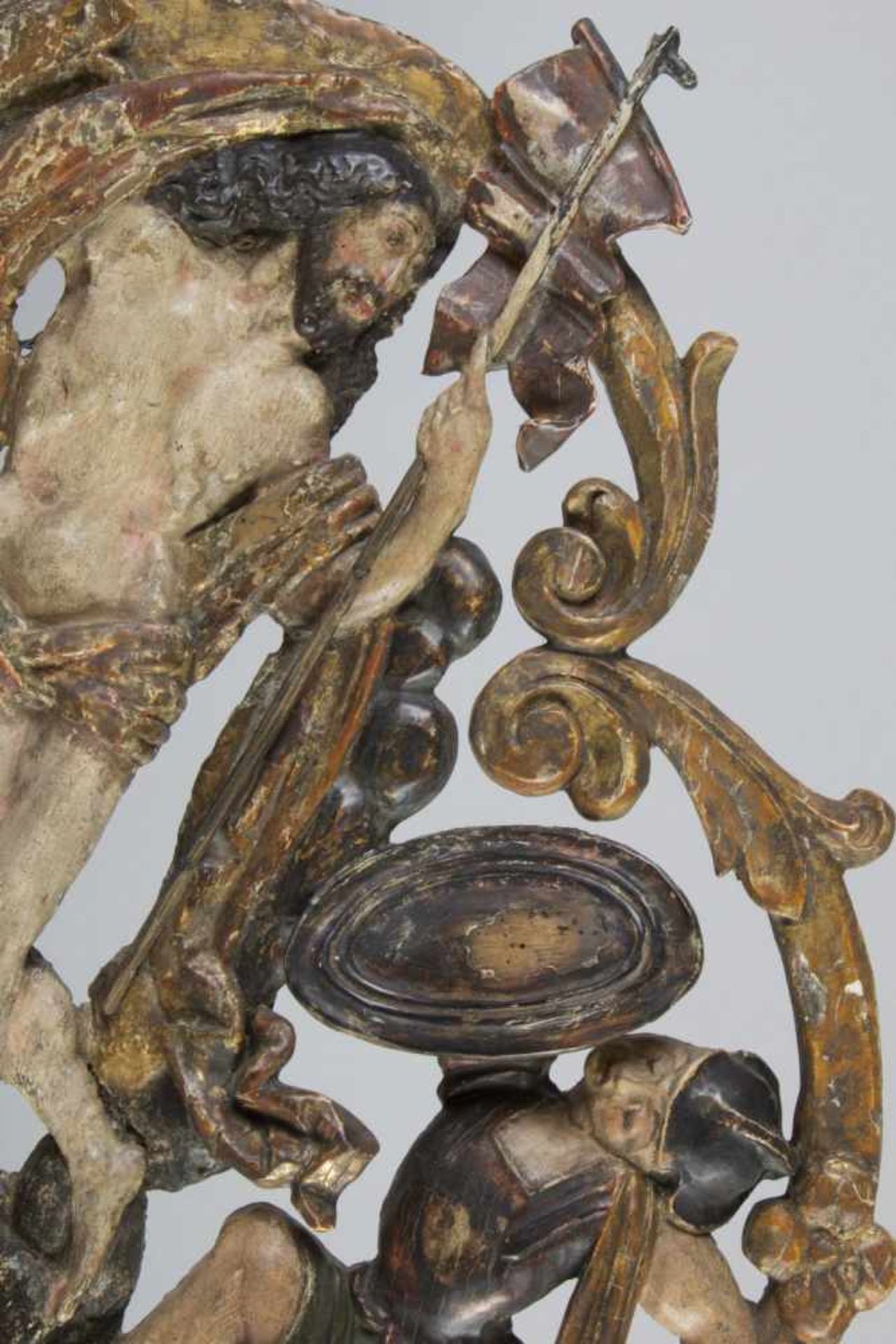 Relief "Auferstehung Christi"Holz, geschnitzt. Farb- und Goldfassung. Vierpassige Form, durchbrochen - Bild 2 aus 3