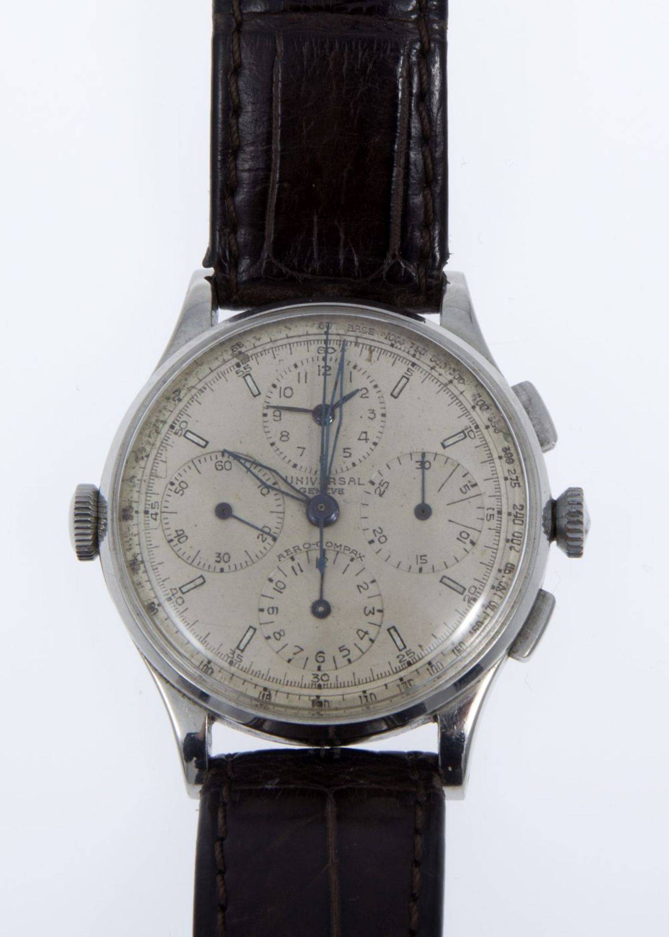 Universal Genève-Armbanduhr "Aero Compax" mit ChronographGehäuse aus Stahl. Versilbertes Zifferblatt - Bild 2 aus 3