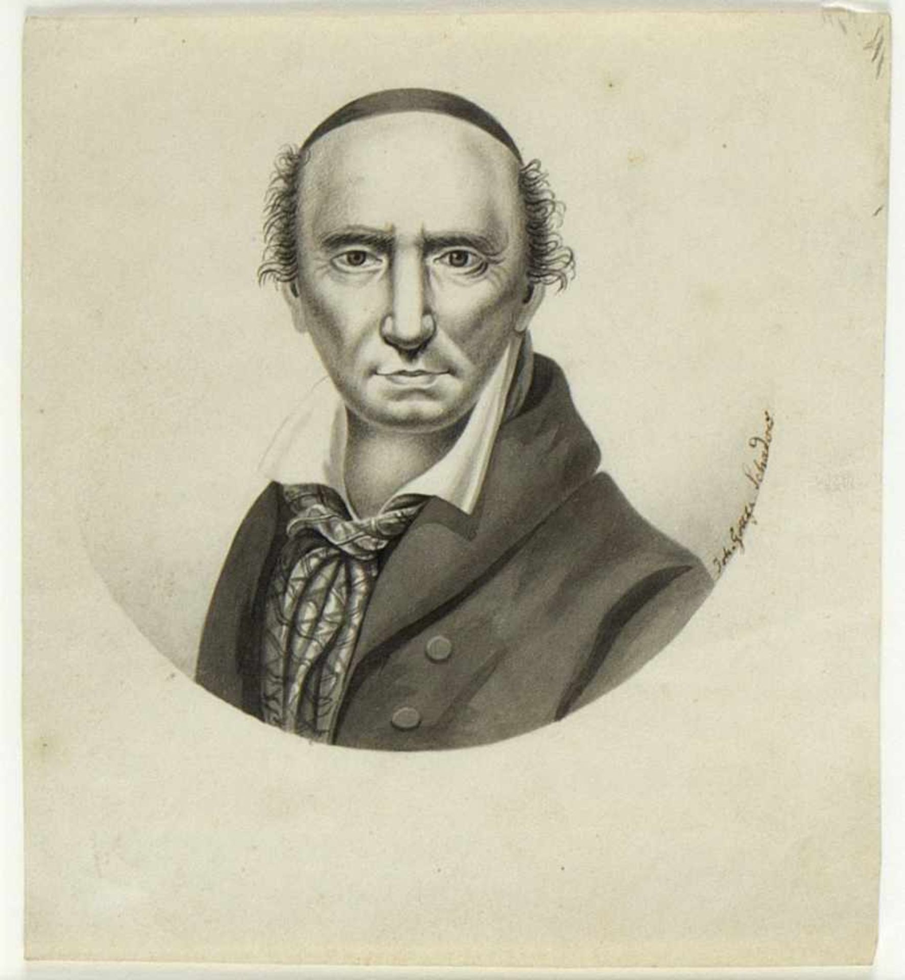 Schadow, Johann Gottfried. 1764 - Berlin - 1850. Zugeschrieben Selbstportrait. Aquarell. Bez. 11,5 x