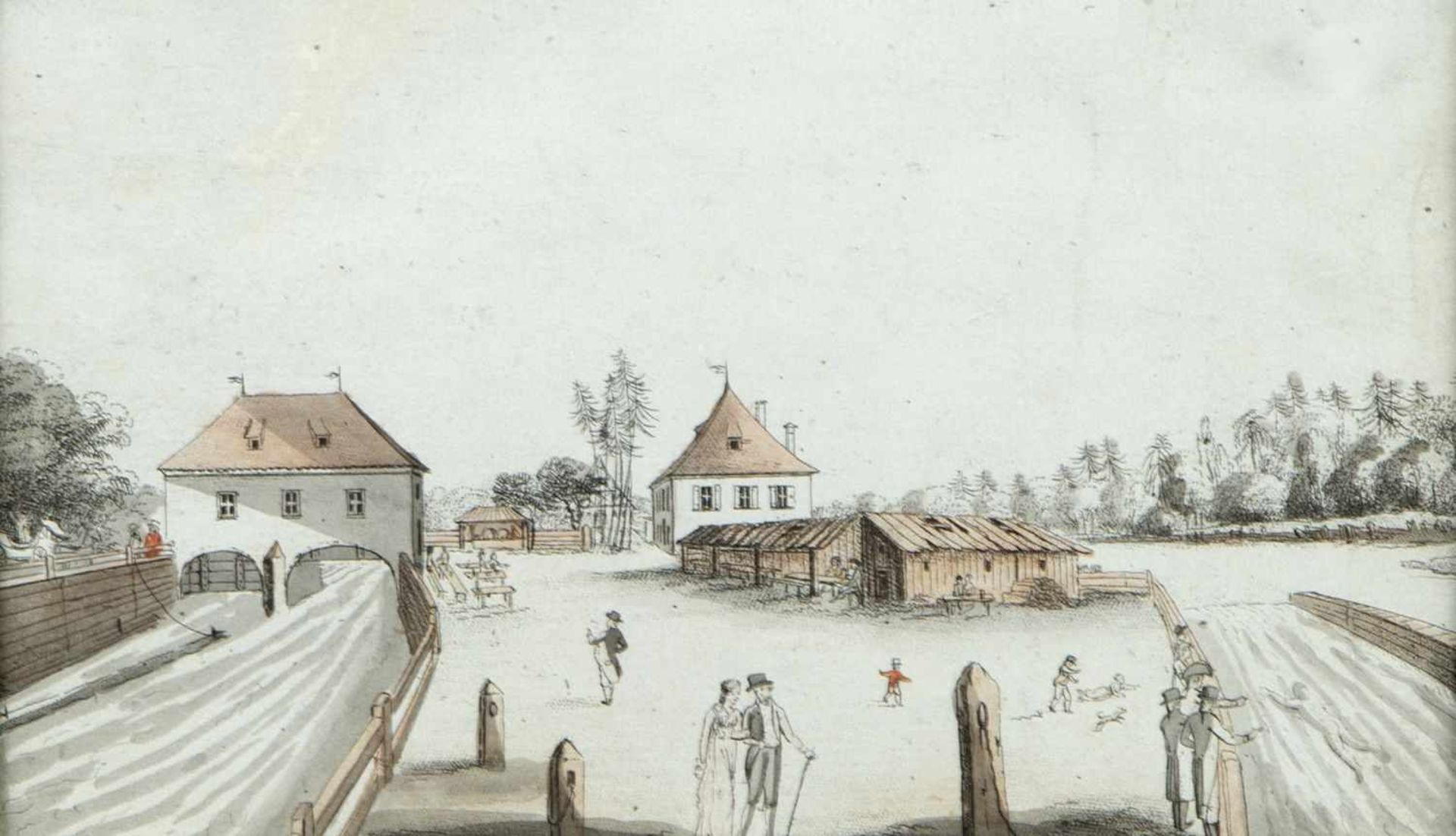 Lipowsky, F. J. u.a.Milchmädchen aus der Umgebung von München. Ansicht Augsburg. 1 Lithographie. 1 - Bild 2 aus 3