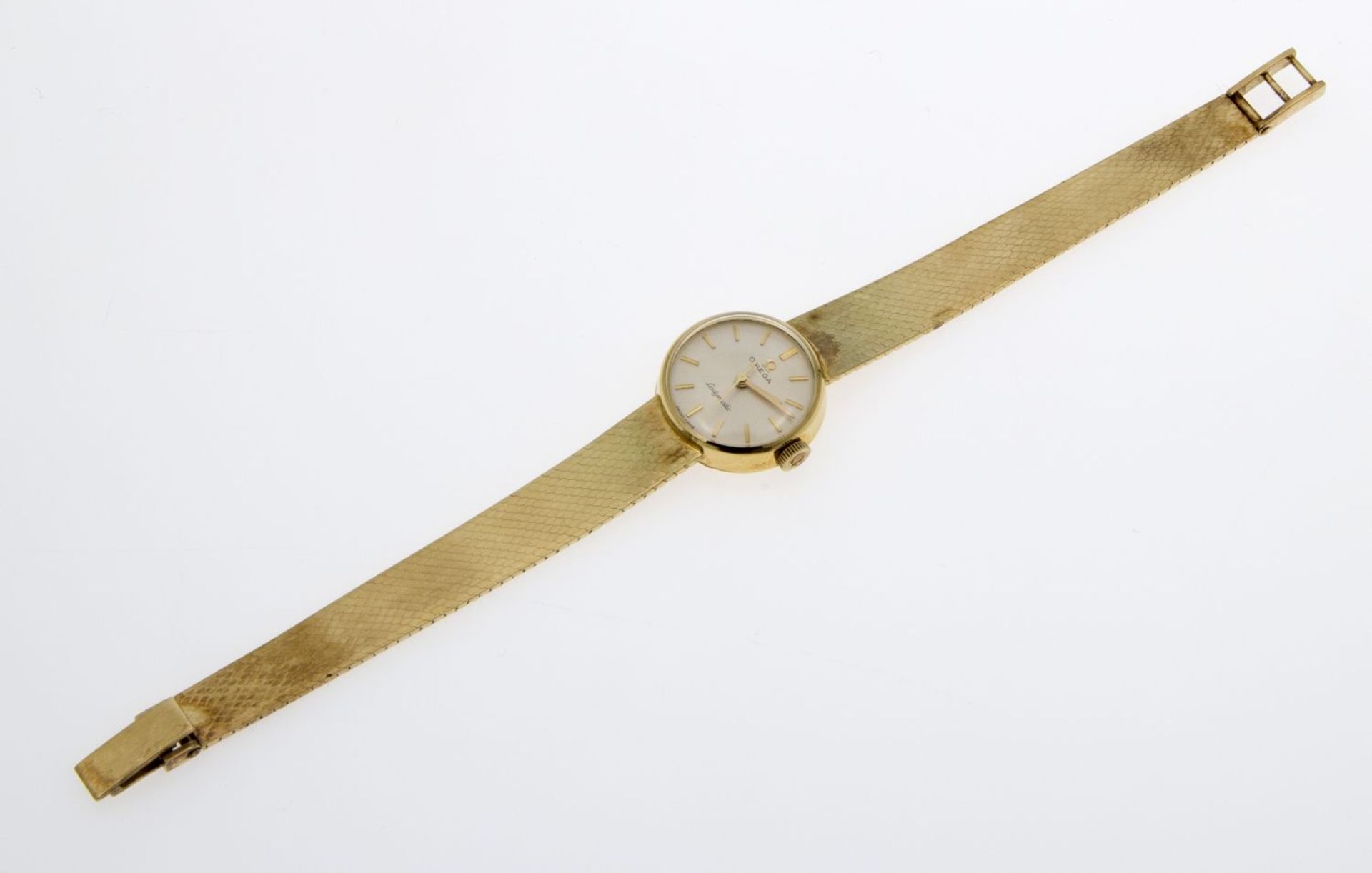 DamenarmbanduhrGehäuse und Armband aus Gelbgold 585. Rundes silberfarbenes Zifferblatt mit - Image 2 of 3