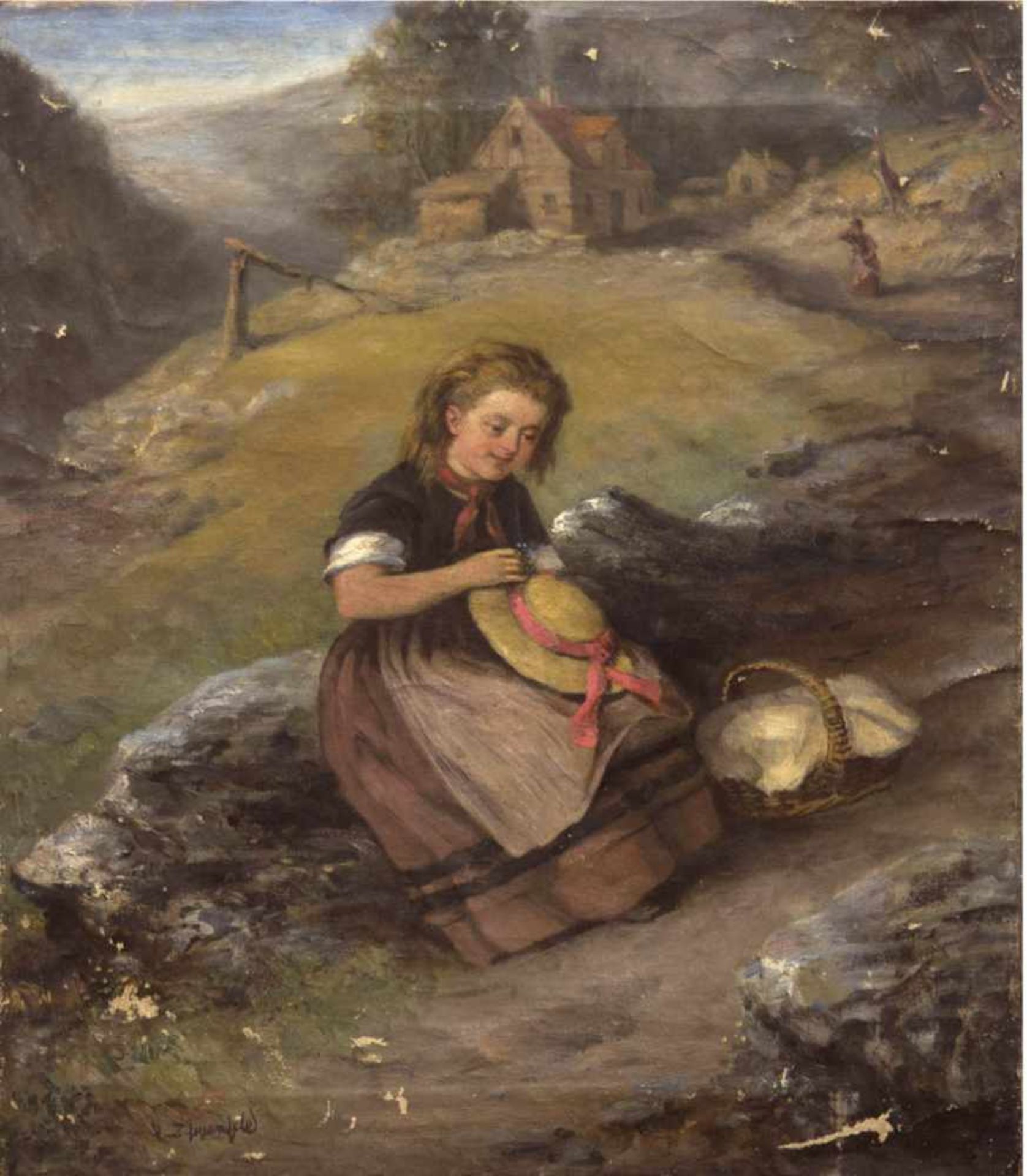 Zeppenfeld, Victor (1834-c. 1890) "Junge Frau schmückt Hut mit Blumen", Öl/Lw., sign.u.l.,