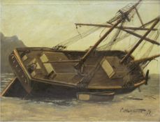 Saltzmann, Carl Prof. (1847 Berlin-1923 Potsdam) "Fischerboote am Strand liegend", Öl/MP.,signiert