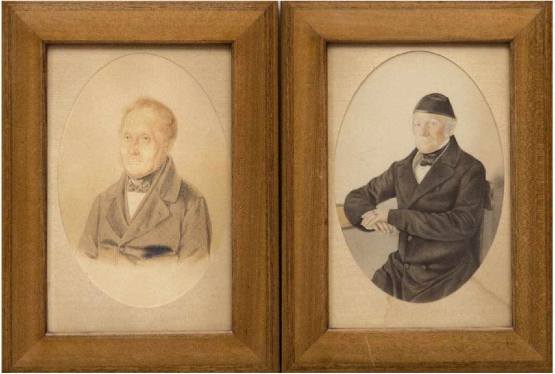 Porträtmaler des 19. Jh. "Porträt eines Herren", Aquarell/Farbstift/Papier, bez.