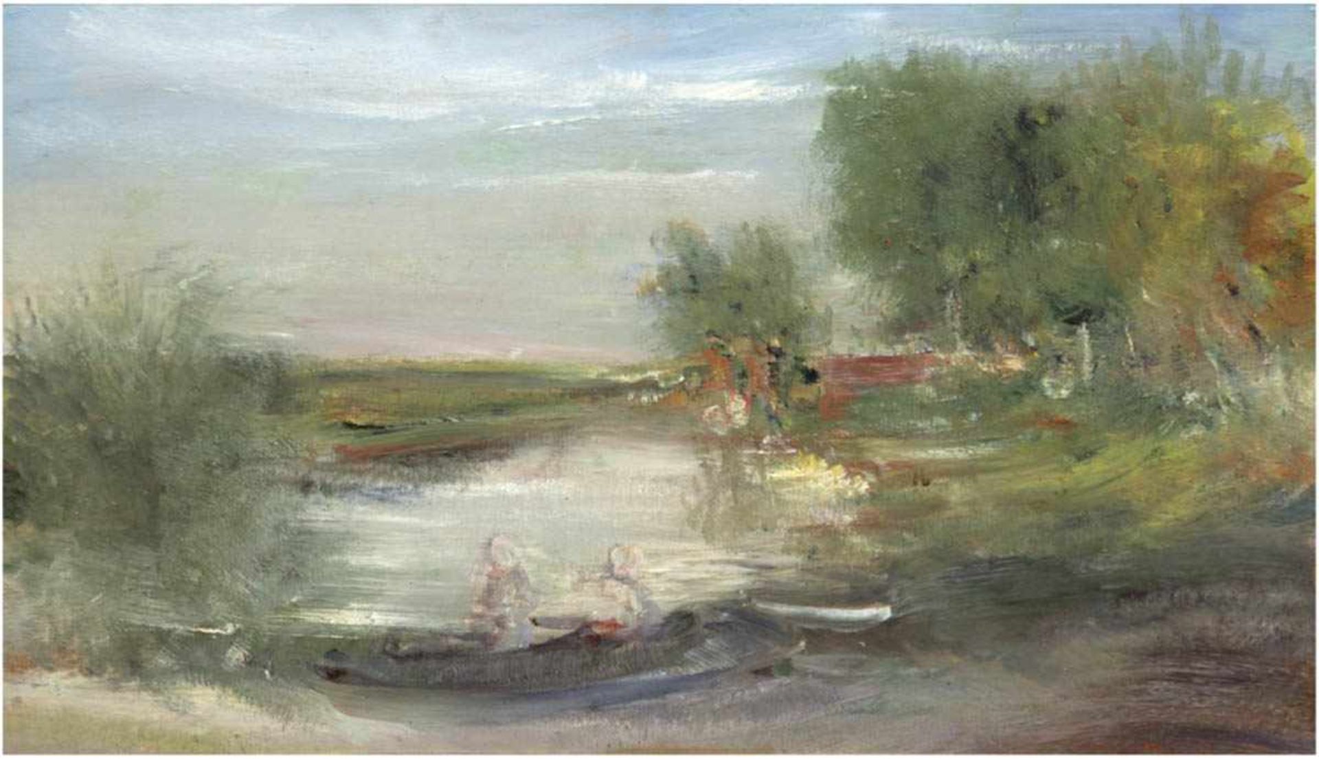 Impressionist, 1. H. 20. Jh. "Zwei Personen im Boot", Öl/Mp., undeutl. monogr. u. dat. '31u.r.,