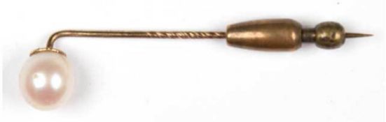 Reverse-Nadel, 333er GG, echte Perle ca. 8 mm, Aufstecker ist kein Gold