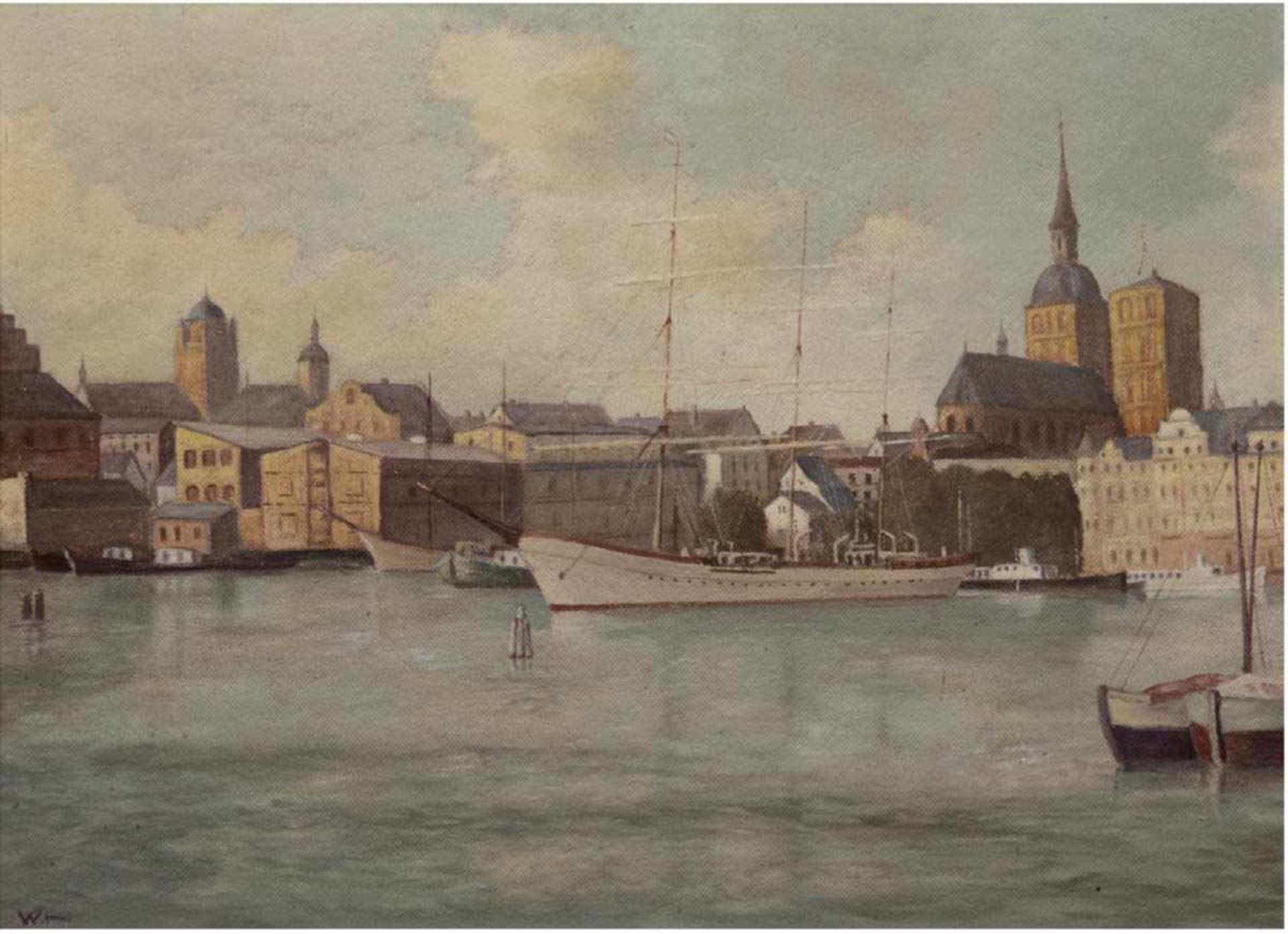 Hoffmann, Wilhelm (1897-1986) "Stadtansicht von Wismar", Öl/Hf., monogr. u.l., 45x60 cm,Rahmen