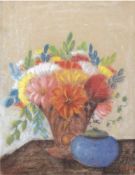 Stillebenmaler des 19. Jh. "Blumen und Vase" Pastell/Kreide, undeutlich sign. u.r., 64x50cm,