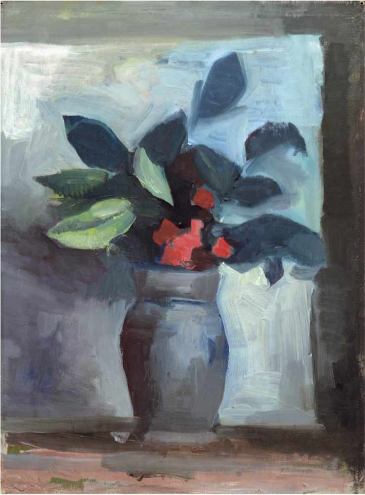 Palinkas, Heiner (1913 Lehe-2004 Berlin) "Blumenvase", Öl/Mp., unsigniert, rücks. WVZ-Nr.24, am
