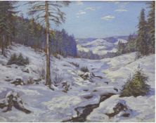 Kant, Richard (Breslauer Maler um 1900/1930) "Schneebedeckte Landschaft im Riesengebirge",