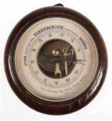 Barometer, um 1900, Fritz Harnisch, Inh. Georg Franck, Stettin, rundes Eichengehäuse(gerissen),