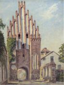 Moeller-Schlünz, Fritz (1900 Schwaan-1990) "Stadttor" Öl/Holzplatte, 56x43 cm, Rahmen(