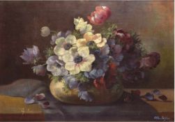 Schlee, Otto (19./20. Jh.) "Stilleben Anemonen in Vase", Öl/Lw., sign. u.r., Lw. leichtbesch., 47x65