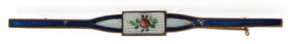 Brosche um 1900 Tombak, farbig und floral emailliert (guillochiert), minimale Fehlstellen,