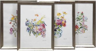 Kokoschka, Otto, Satz von 4 Drucken "Blumenstilleben", 30x22 cm, hinter Glas im Rahmen