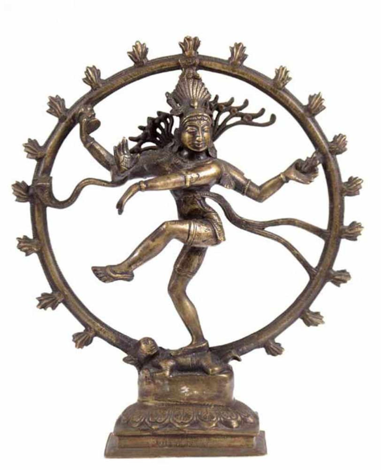 Skulptur "Shiva Nataraja, die auf einem Dämon tanzende hinduistische Gottheit", Metallguß,Indien/