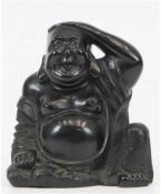 Buddha, sitzend, Lavastein, schwarz, H. 20 cm