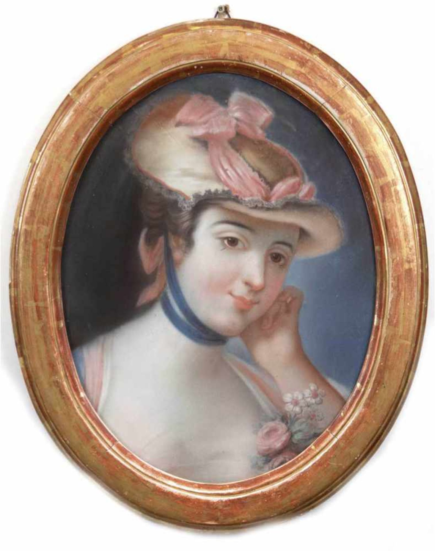 Berstett, Philipp Jacob Reinhard von (1744 Straßburg- 1814) "Porträt einer jungen Dame mitHut und