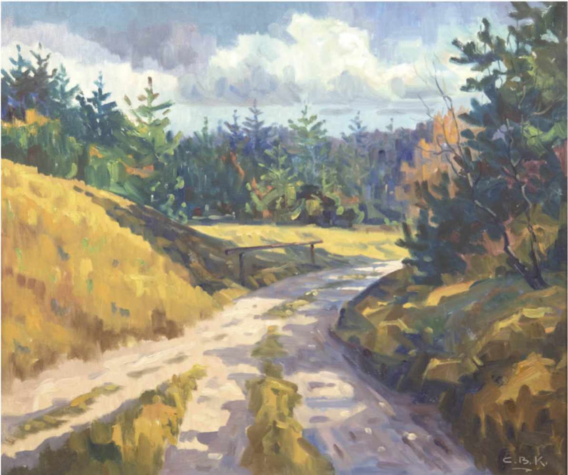 "Expressive Landschaft", Öl/Lw., monogr. "E.B.K." u.r., 65x74 cm, Rahmen