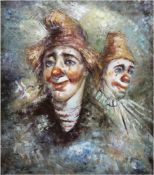 Adam, W. "Clownporträts", Öl/Lw., sign. u.r., 60,5x52 cm, Rahmen