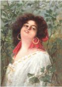 Novelli, Sebastino (1853-1916 Neapel) "Bildnis einer italienischen Schönheit", Öl/Lw./H.,sign. l.u.,