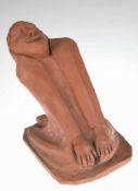 Terrakotta-Figur, Umkreis Barlach aus dem Güstrower Umfeld "Entrückter", unsigniert, H. 26cm