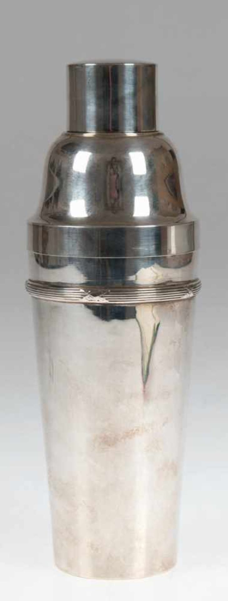 Cocktailshaker, 20er Jahre, deutsch, 800er Silber, punziert, ca 379 g, Kreuzbandbordüre,innen