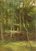 Bunke, Franz (1857 Schwaan-1939 Oberweimar) "Am Weiher im Wald", Öl/Lw., sign. u. dat.1885 u.l., WVZ