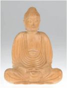 Buddha-Figur "Buddha sitzend in Meditationshaltung", Holz, geschnitzt, Bali, H. 20 cm