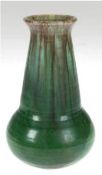 Jugendstil-Vase, Mutz-Altona-Keramik, Form 1756, braune Laufglasur über grüner Glasur, H.18 cm