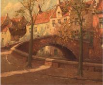 Moortgat, Achiel Jan Frans (1881-1957) "Stadtansicht mit Brücke", Öl/Mp., sign. u.l.,65x75 cm,