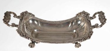 Biedermeier-Schälchen, Hamburg, punziert, 800er Silber geprüft, ca.174 g, rechteckige,geschwungene