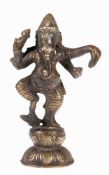 Buddha-Figur "Ganesha in stehender Haltung", Anf. 20. Jh., Bronze, mit guter Patina, H. 16cm