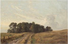 Broge, Alfred (1870-1955) "Wiesenlandschaft mit Baumgruppe", Öl/Lw., sign. u. dat. 1919u.r., 38x56