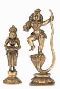 2 Buddha-Figuren "Vishnu steht auf dem Kopf der Schlange Naga" u. "Göttin Lakshmi trägt inden Händen