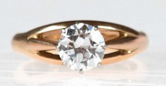 Ring, 585er GG, 1 Brillant ca. 1,4 ct. ca. TW, vsi, Innendurchmesser 17,6 mm, RG 56, Gew.6,7g