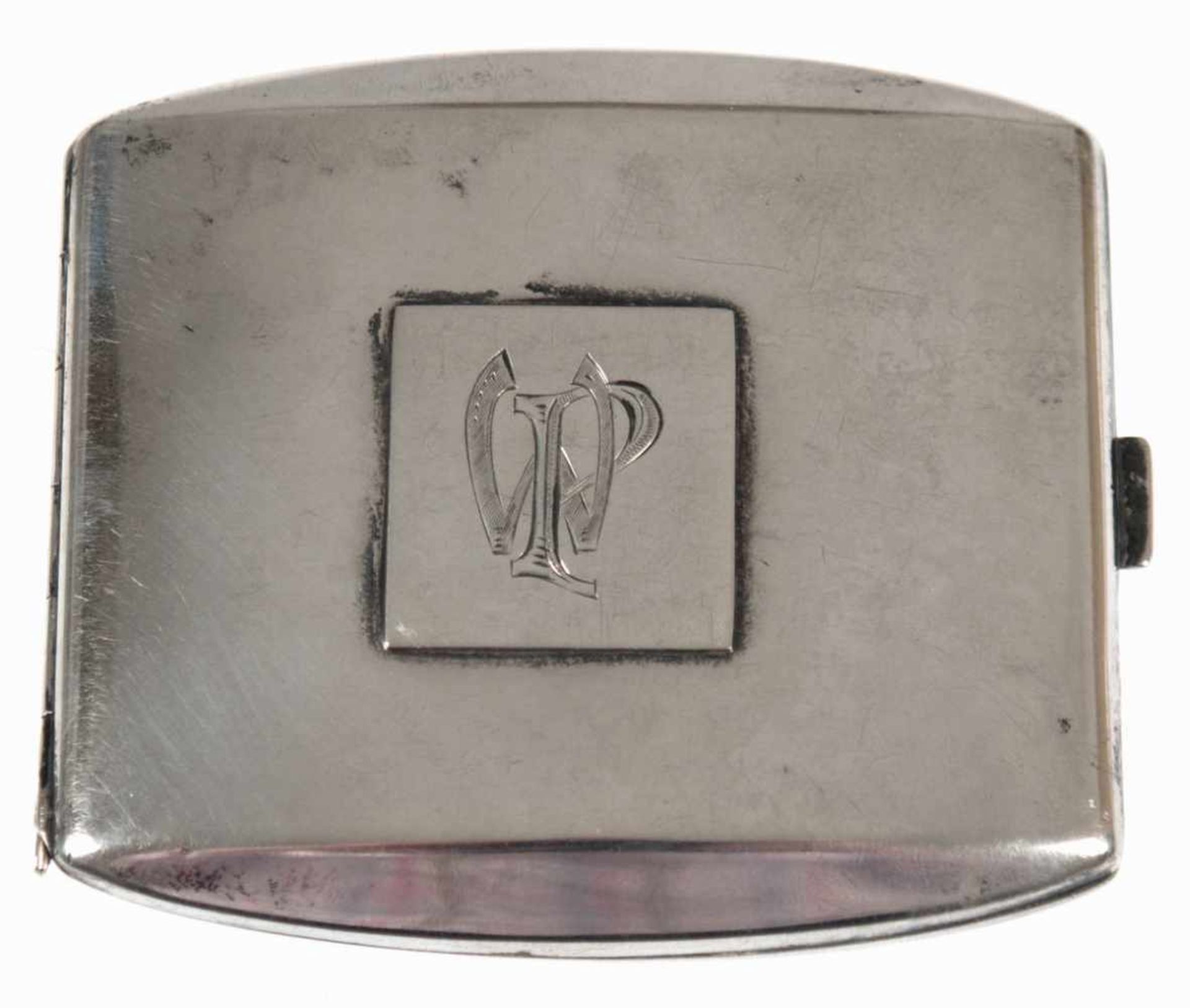 Zigarettenetui, 800er Silber, innen Gravur "Weihn. 1932/1952", Schauseite mit Monogramm,8x7 cm