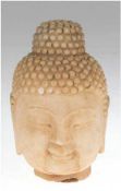 Buddhakopf, Südostasien, Marmor, vollplastisch, H. 16 cm