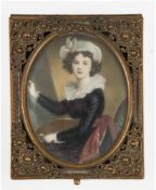 Messingkästchen, Deckel mit Miniatur "Die Malerin Elisabeth Vigee-Lebrun (1755-1842) vorder