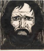 "Porträt eines Bärtigen", Holzschnitt, undeutl. sign. u.r., in der Platte monogr. K.T.H.,37x30 cm,
