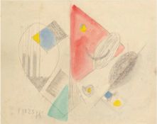 Kinder, Hans (1900 Dresden-1986 ebenda) "Fallendes rotes Dreieck" Bleistift/Aquarell,1925,