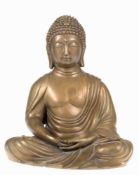 Buddha-Figur "Sitzender Buddha in Meditationshaltung", Bronze/Messing, Ende 20. Jh.,Nepal, H. 30 cm