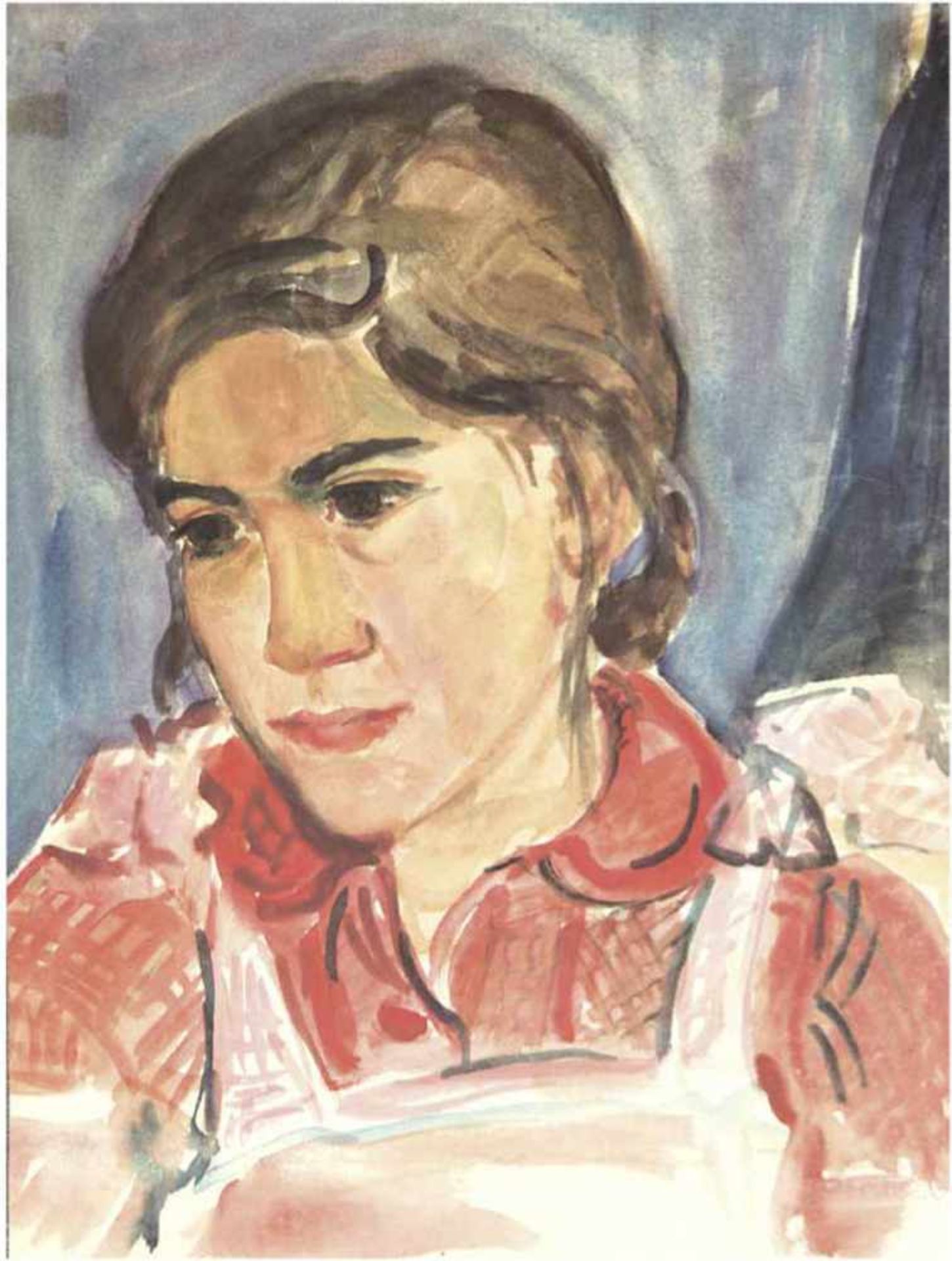 Klose, Lieselotte "Porträt einer jungen Frau" Aquarell/Papier, sign. u.r., 47x35 cm